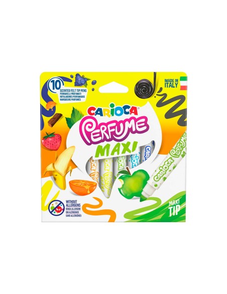 Rotulador carioca perfumado punta maxi lavable caja de 10 unidades colores surtidos