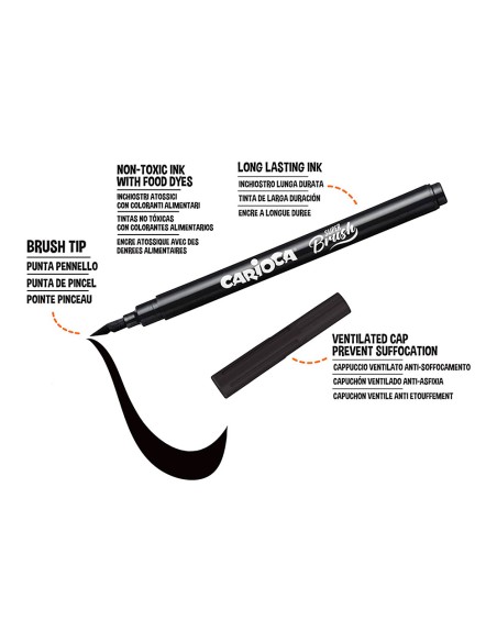 Rotulador carioca punta de pincel lavable caja de 20 unidades colores surtidos
