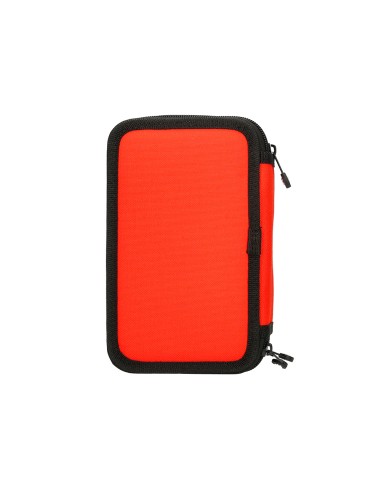 Plumier escolar antartik triple cremallera color rojo 36 piezas