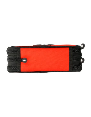 Plumier escolar antartik triple cremallera color rojo 36 piezas