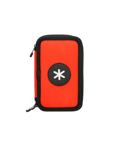 Plumier escolar antartik triple cremallera color rojo 36 piezas