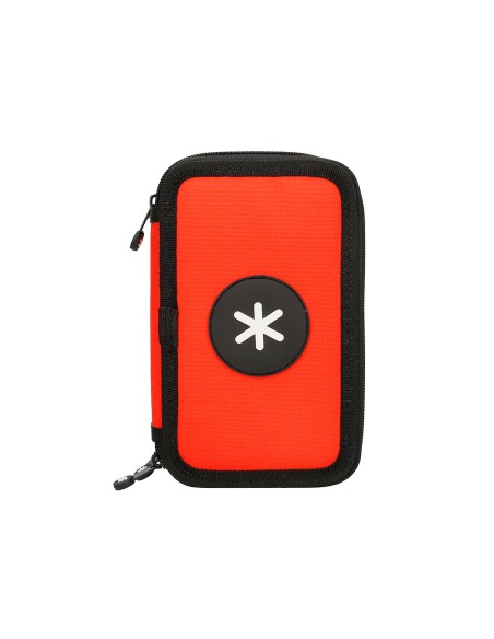 Plumier escolar antartik triple cremallera color rojo 36 piezas