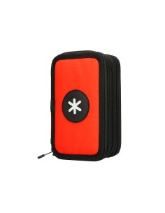 Plumier escolar antartik triple cremallera color rojo 36 piezas