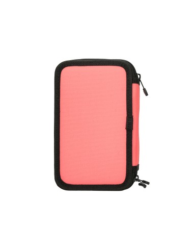 Plumier escolar antartik triple cremallera color coral 36 piezas