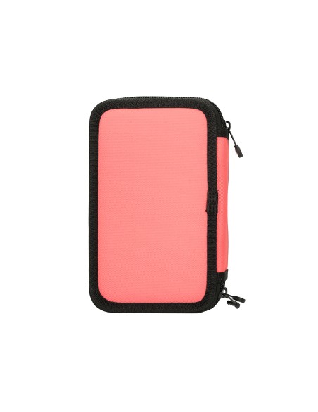 Plumier escolar antartik triple cremallera color coral 36 piezas