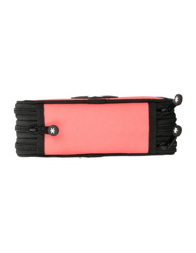 Plumier escolar antartik triple cremallera color coral 36 piezas