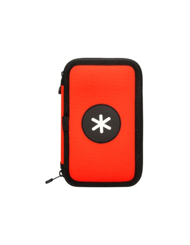 Plumier escolar antartik doble cremallera color rojo 28 piezas