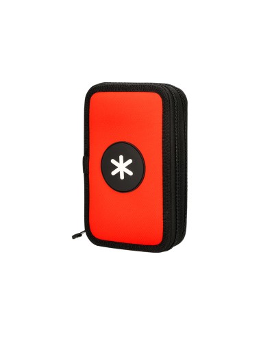 Plumier escolar antartik doble cremallera color rojo 28 piezas