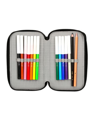 Plumier escolar antartik doble cremallera color rojo 28 piezas