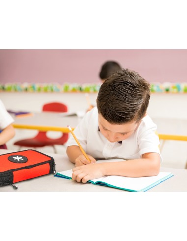 Plumier escolar antartik doble cremallera color rojo 28 piezas