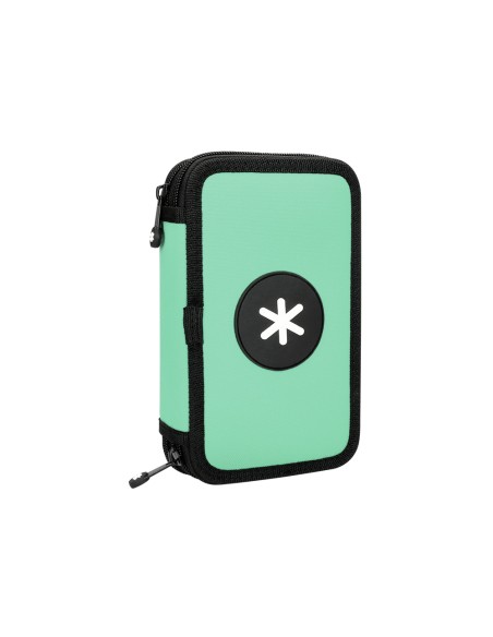 Plumier escolar antartik doble cremallera color menta 28 piezas