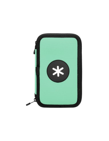 Plumier escolar antartik doble cremallera color menta 28 piezas