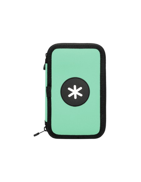 Plumier escolar antartik doble cremallera color menta 28 piezas