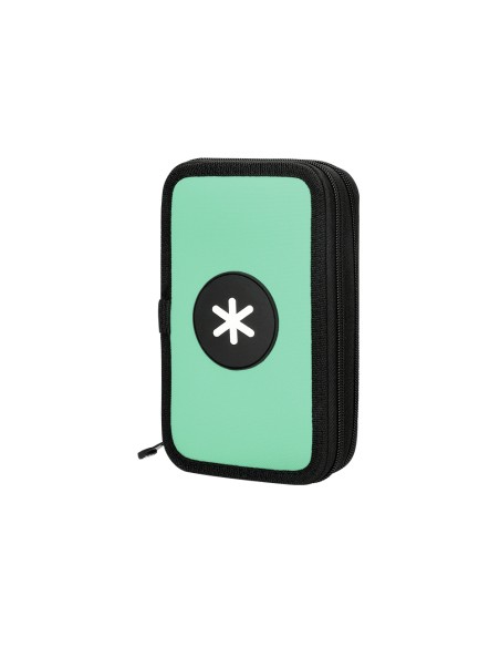 Plumier escolar antartik doble cremallera color menta 28 piezas