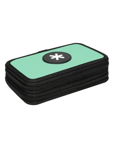 Plumier escolar antartik doble cremallera color menta 28 piezas