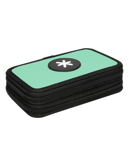 Plumier escolar antartik doble cremallera color menta 28 piezas
