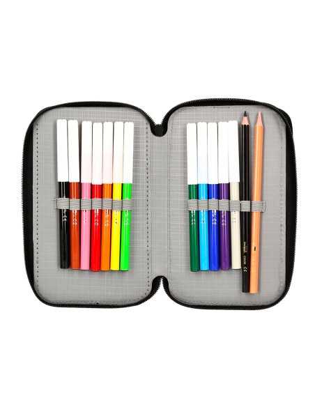 Plumier escolar antartik doble cremallera color menta 28 piezas