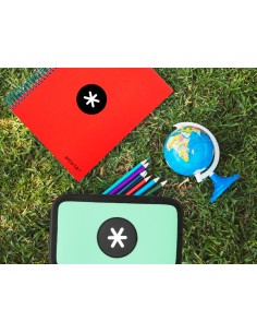 Plumier escolar antartik doble cremallera color menta 28 piezas