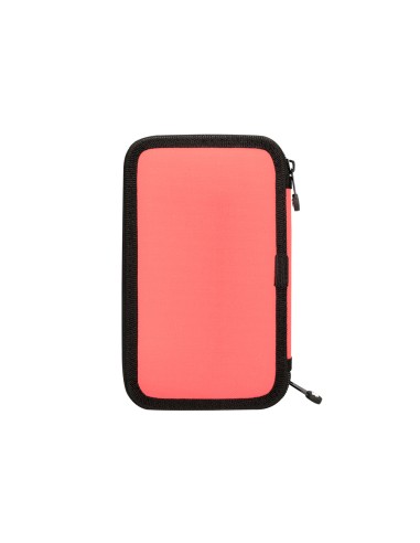 Plumier escolar antartik doble cremallera color coral 28 piezas