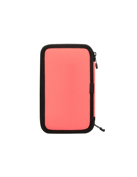 Plumier escolar antartik doble cremallera color coral 28 piezas