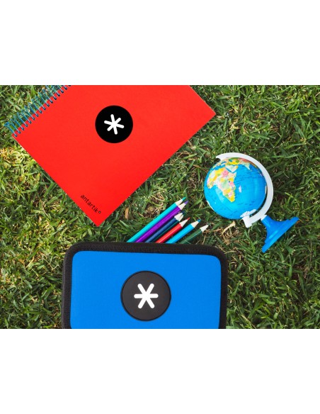 Plumier escolar antartik doble cremalllera color azul 28 piezas