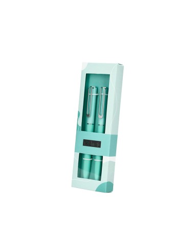 Boligrafo belius bari set con 2 boligrafos color celeste punta 1 mm tinta azul en caja de regalo