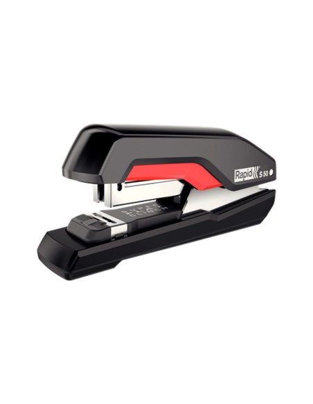 Grapadora rapid supreme s50 plastico capacidad de grapado 50 hojas usa grapas 24 6 8 y 26 6 8 color negro rojo