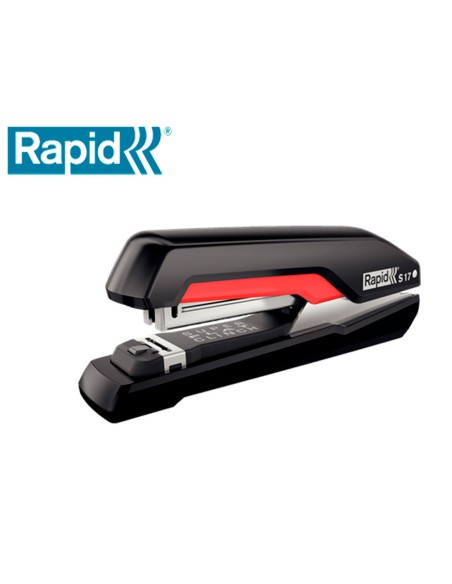 Grapadora rapid s17 fullstrip plastico capacidad de grapado 30 hojas usa grapas 24 6 y 26 6 color negro rojo