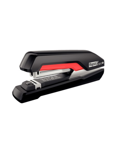 Grapadora rapid s17 fullstrip plastico capacidad de grapado 30 hojas usa grapas 24 6 y 26 6 color negro rojo