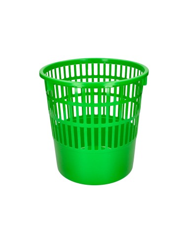 Papelera plastico q connect 15 litros rejilla color verde 285x290 mm