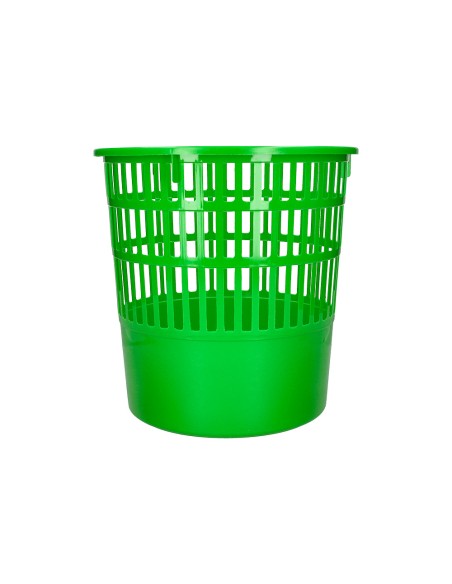 Papelera plastico q connect 15 litros rejilla color verde 285x290 mm