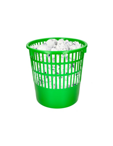 Papelera plastico q connect 15 litros rejilla color verde 285x290 mm