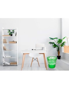 Papelera plastico q connect 15 litros rejilla color verde 285x290 mm