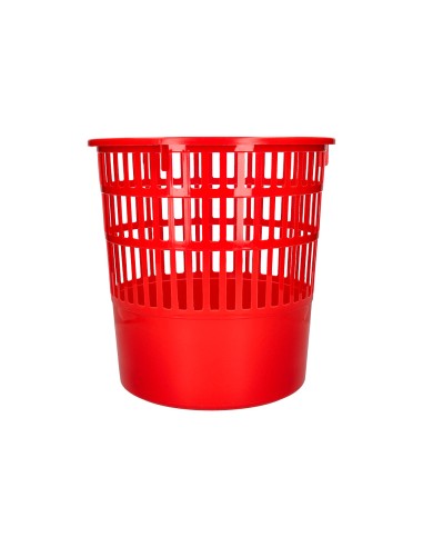Papelera plastico q connect 15 litros rejilla color rojo 285x290 mm