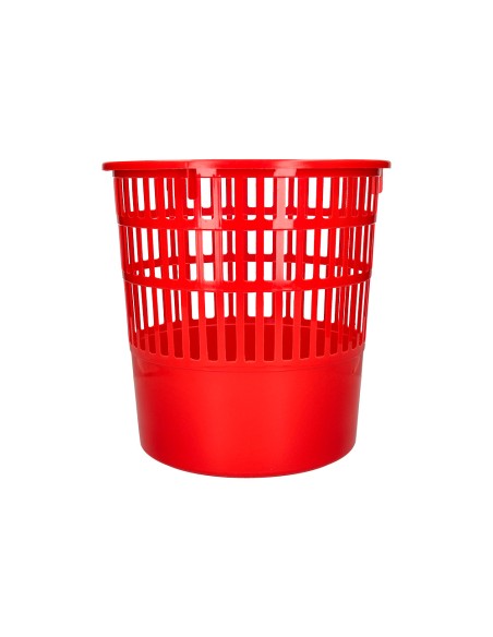 Papelera plastico q connect 15 litros rejilla color rojo 285x290 mm