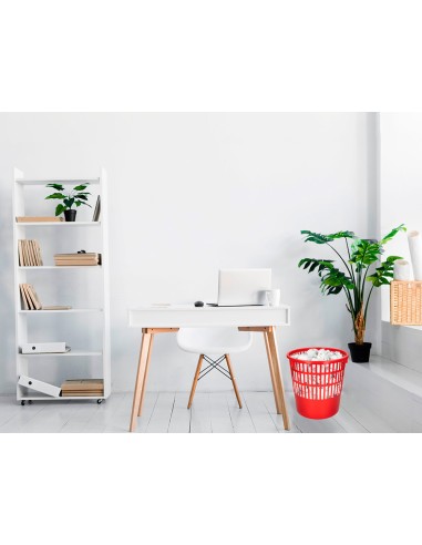 Papelera plastico q connect 15 litros rejilla color rojo 285x290 mm