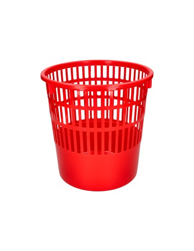 Papelera plastico q connect 15 litros rejilla color rojo 285x290 mm