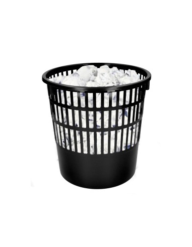 Papelera plastico liderpapel ecouse 100 reciclada 15 litros color negro 285x290 mm