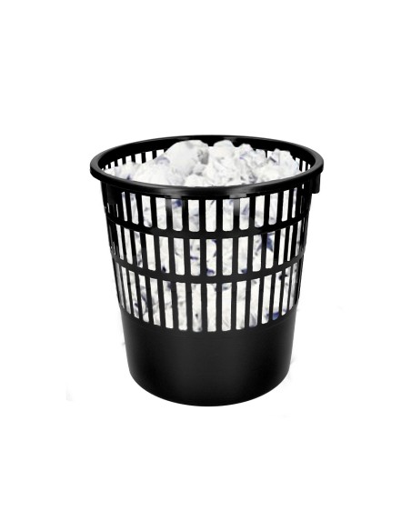 Papelera plastico liderpapel ecouse 100 reciclada 15 litros color negro 285x290 mm