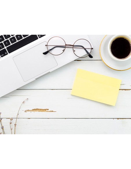 Bloc de notas adhesivas quita y pon q connect 76x127 mm 100 papel reciclado amarillo en caja de carton