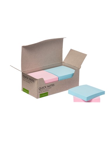 Bloc de notas adhesivas quita y pon q connect 76x76 mm 100 papel reciclado colores pasteles en caja de carton