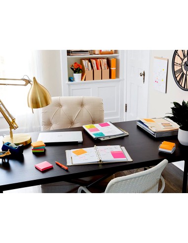 Bloc de notas adhesivas quita y pon q connect 76x76 mm 100 papel reciclado colores pasteles en caja de carton