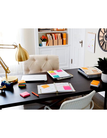 Bloc de notas adhesivas quita y pon q connect 76x76 mm 100 papel reciclado colores pasteles en caja de carton