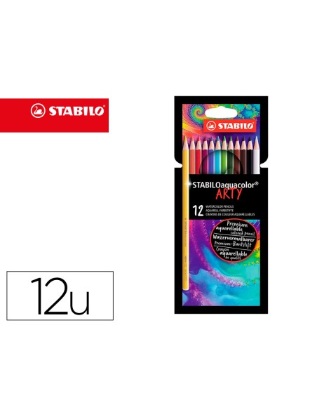 Lapices de colores stabilo aquacolor arty line acuarelables estuche de carton de 12 unidades colores