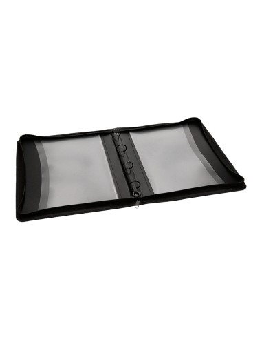 Carpeta liderpapel 4 anillas 25 mm polipropileno cierre cremallera 4 bolsillos interiores con ribete color