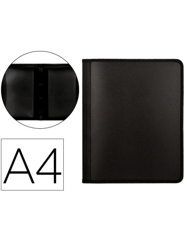 Carpeta liderpapel 4 anillas 25 mm polipropileno cierre cremallera 4 bolsillos interiores con ribete color