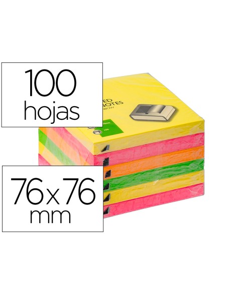Bloc de notas adhesivas quita y pon q connect 76x76 mm colores neon surtidos zig zag