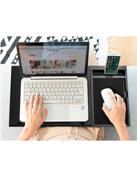 Soporte q connect ancho para portatil movil raton hasta 17 ajustable 7 angulos diferentes color negro