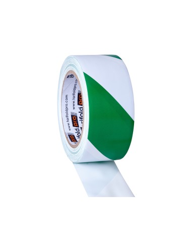 Cinta adhesiva tarifold seguridad para marcaje y senalizacion de suelo 33 mt x 50 mm color blanco verde