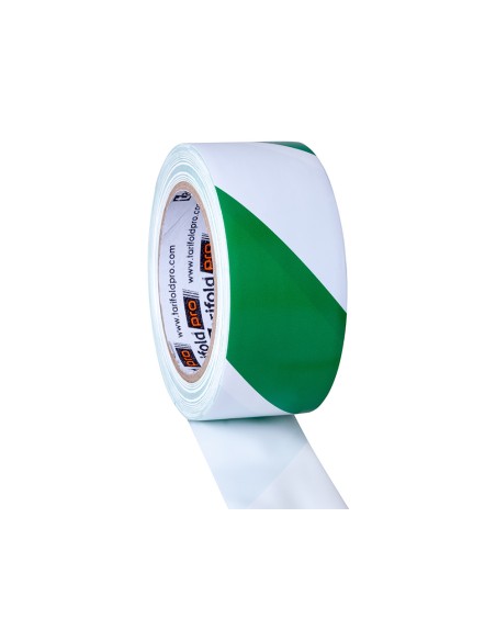Cinta adhesiva tarifold seguridad para marcaje y senalizacion de suelo 33 mt x 50 mm color blanco verde